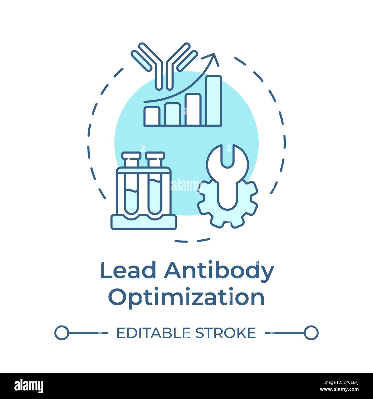 Lead antibody optimization soft blue concept icon Stock Vector