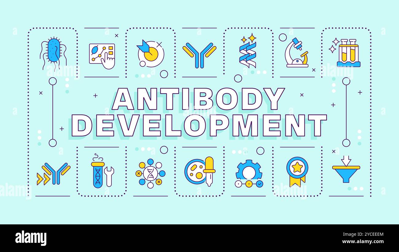 Antibody development light blue word concept Stock Vector