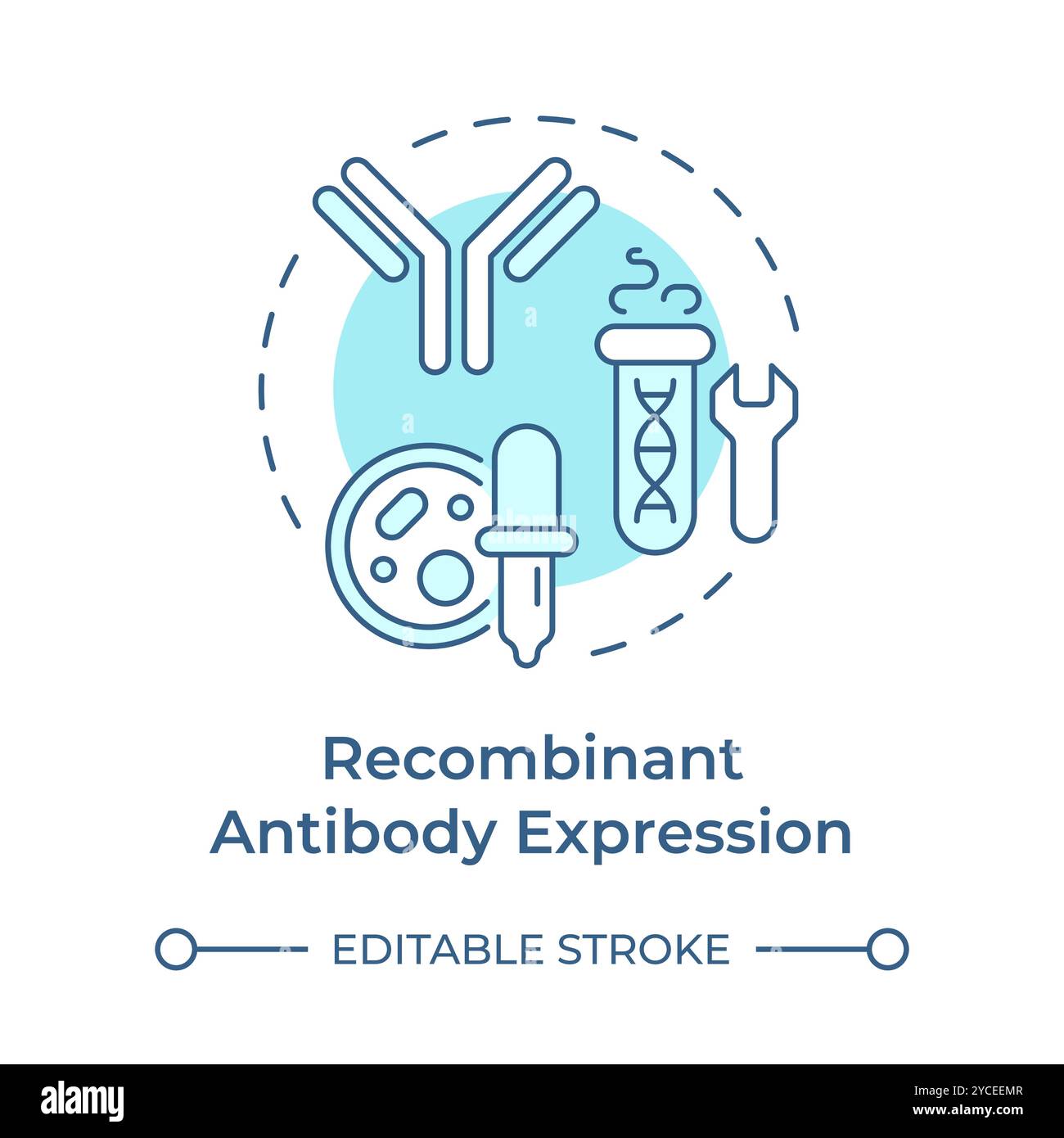 Recombinant antibody expression soft blue concept icon Stock Vector