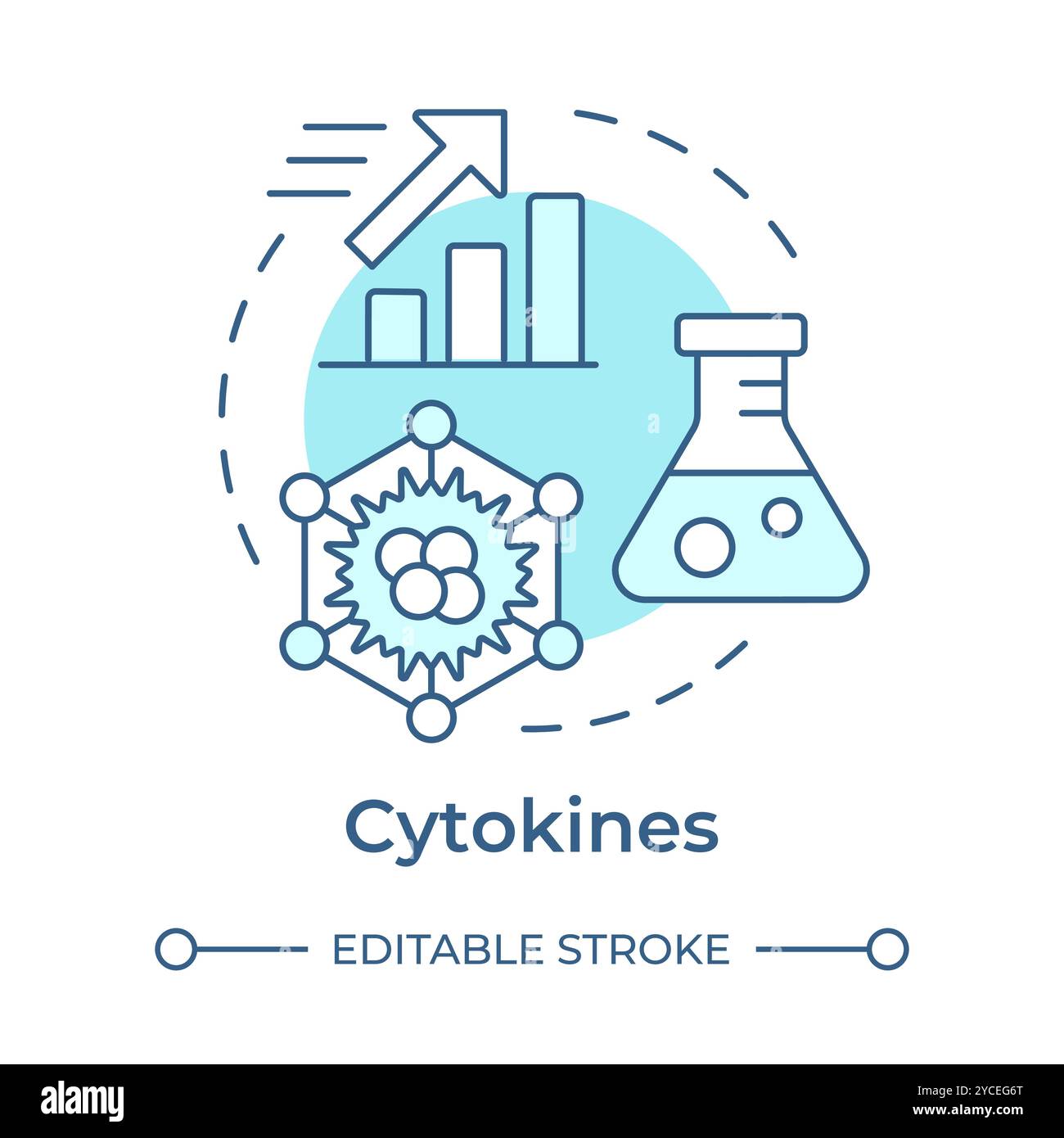 Cytokines soft blue concept icon Stock Vector