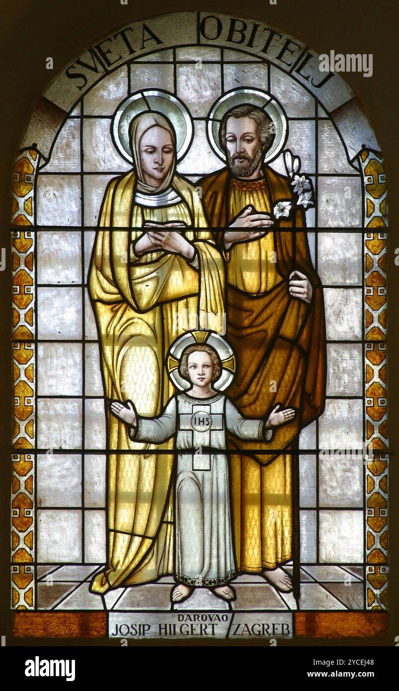 Stained glass with Holy family Stock Photo - Alamy