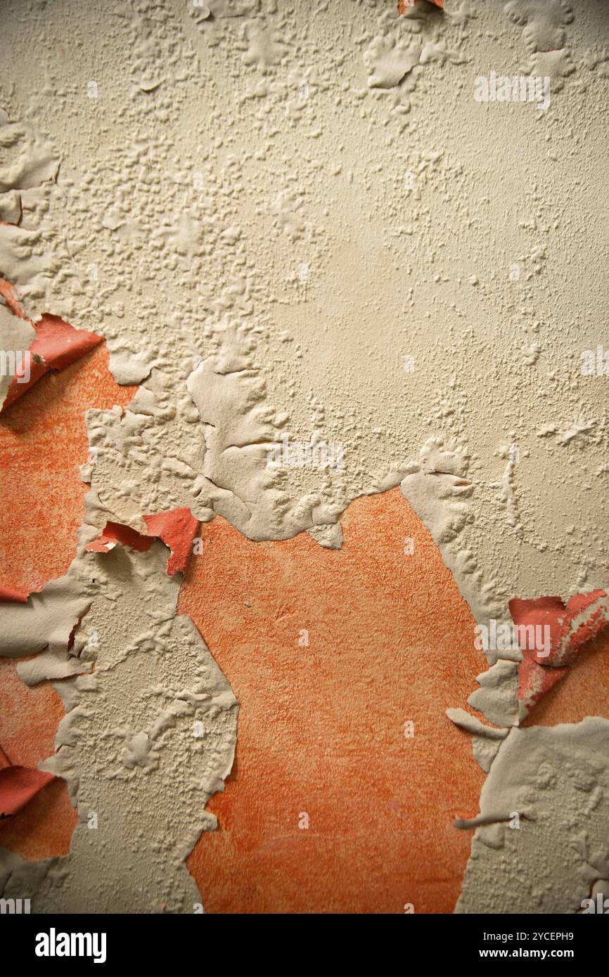 Effect of humidity on an old wall of residential Stock Photo