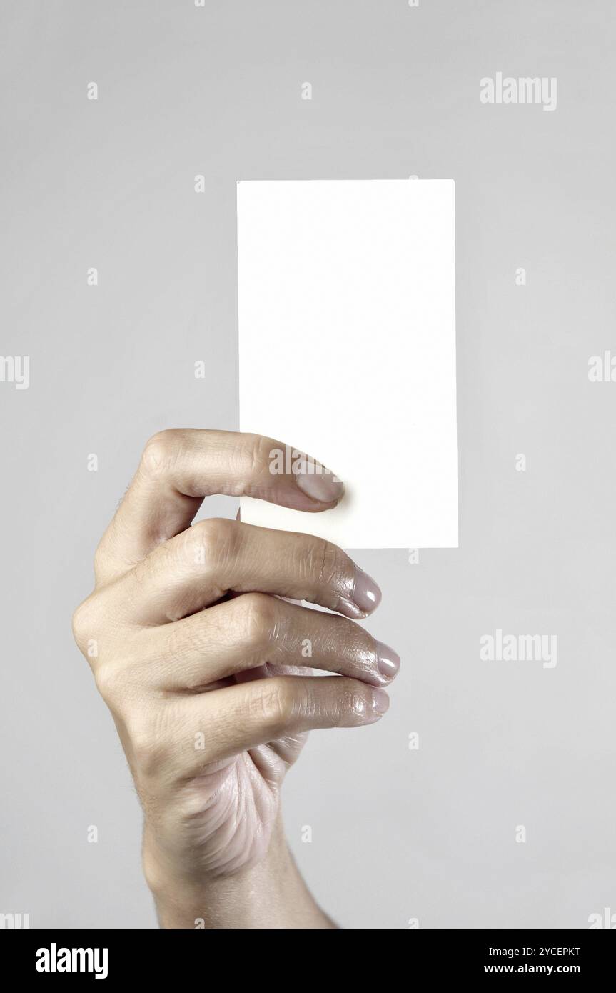 Hand holding empty card mockup Stock Photo