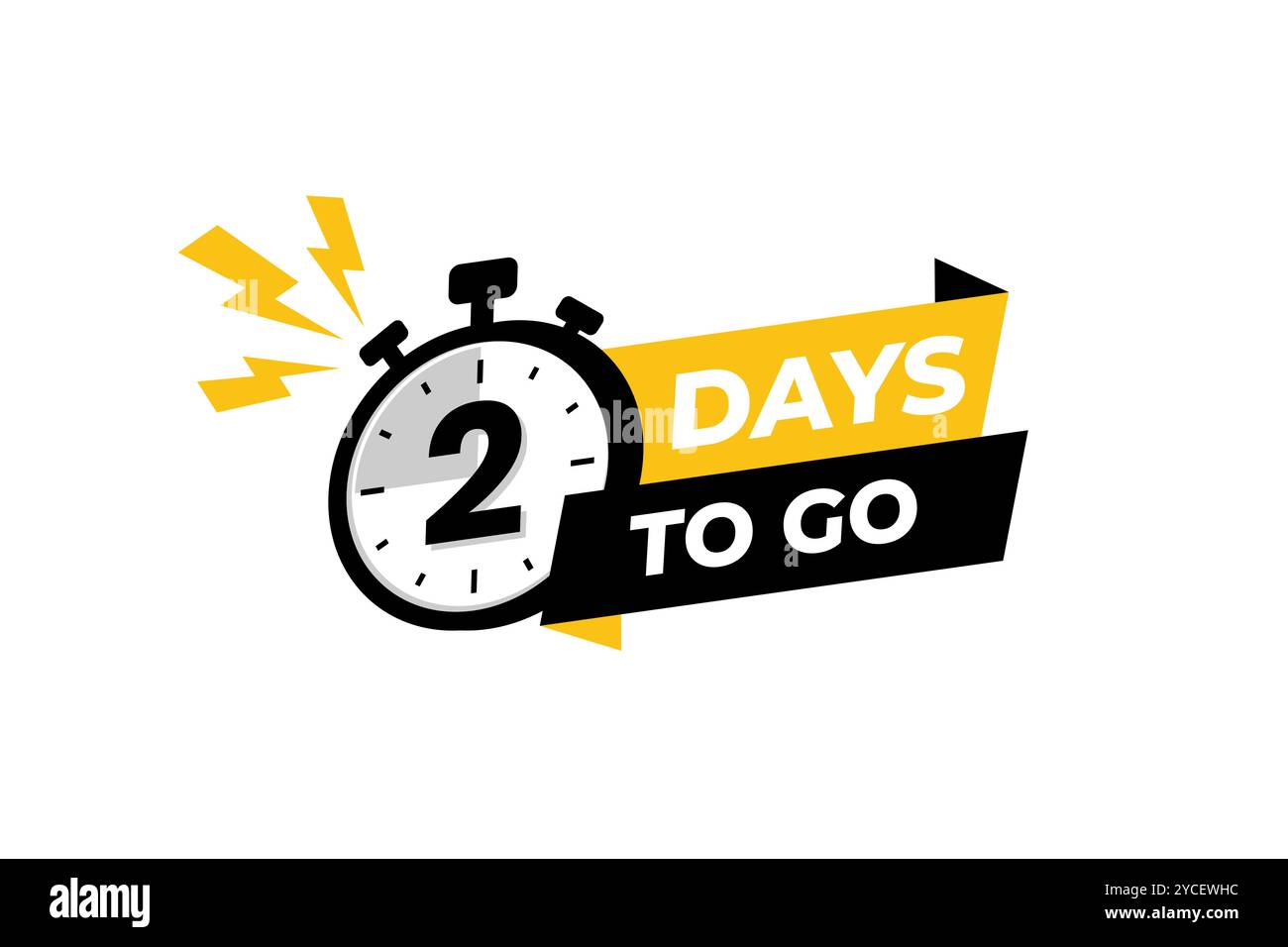 2 days to go banner label, countdown timer sticker vector illustration ...