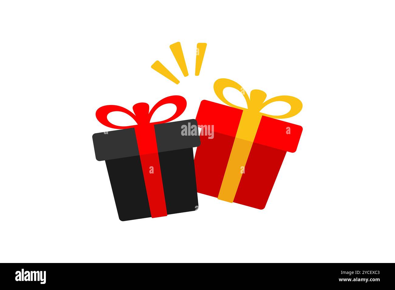 Flat Black and Red Gift Boxes Icon Vector Illustration Stock Vector