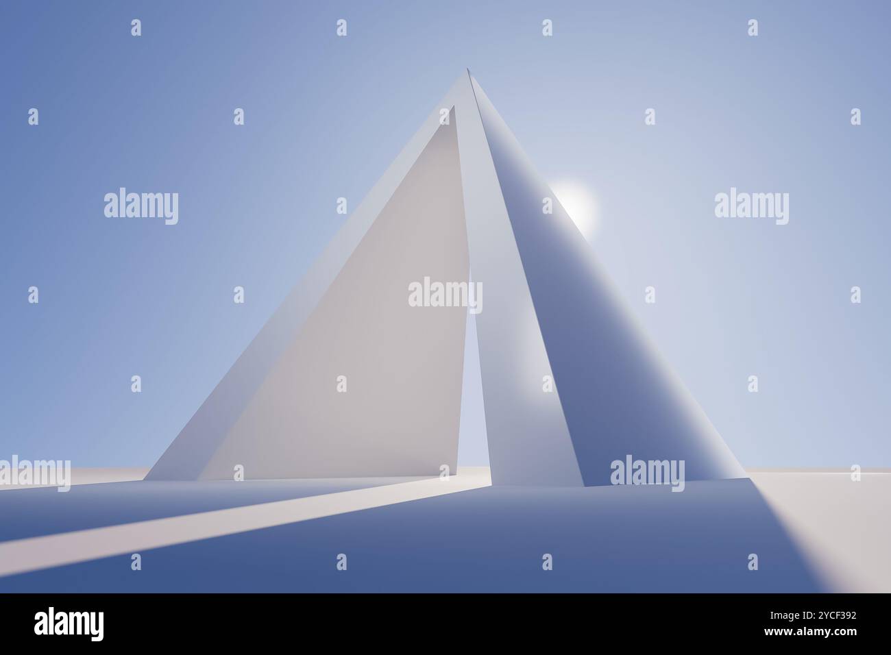 3d render illustration A pyramid with a sun shining on it Stock Photo ...