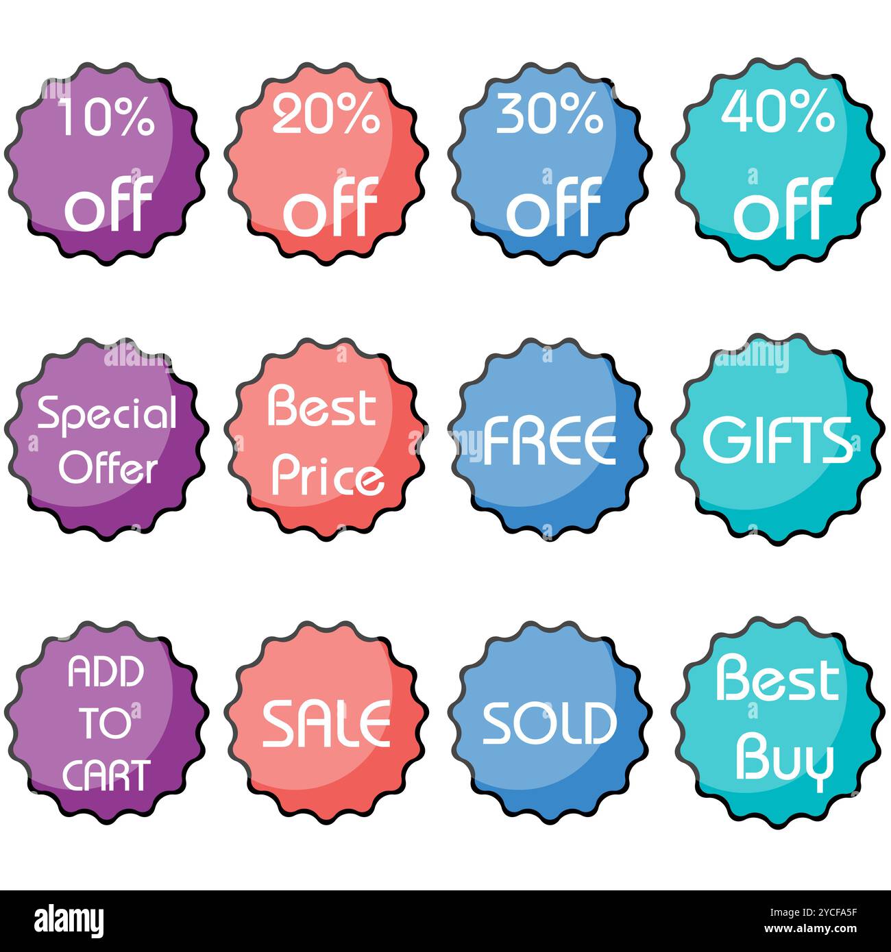 illustration of set of colorful discount and sale icon Stock Photo