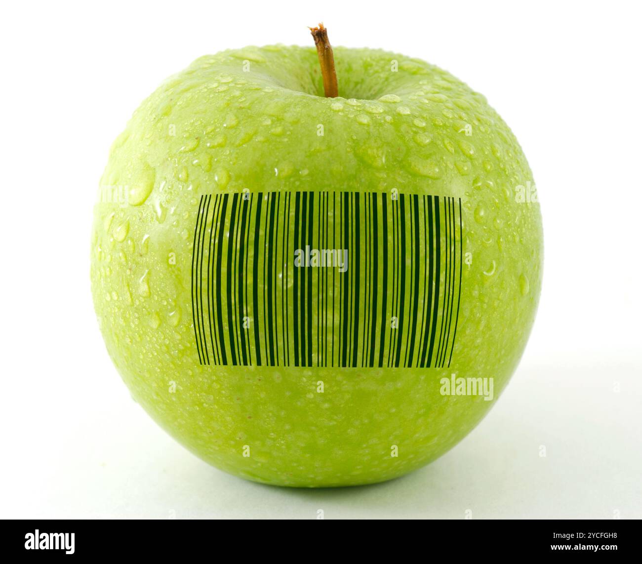 Fresh apple with bar code Stock Photo - Alamy