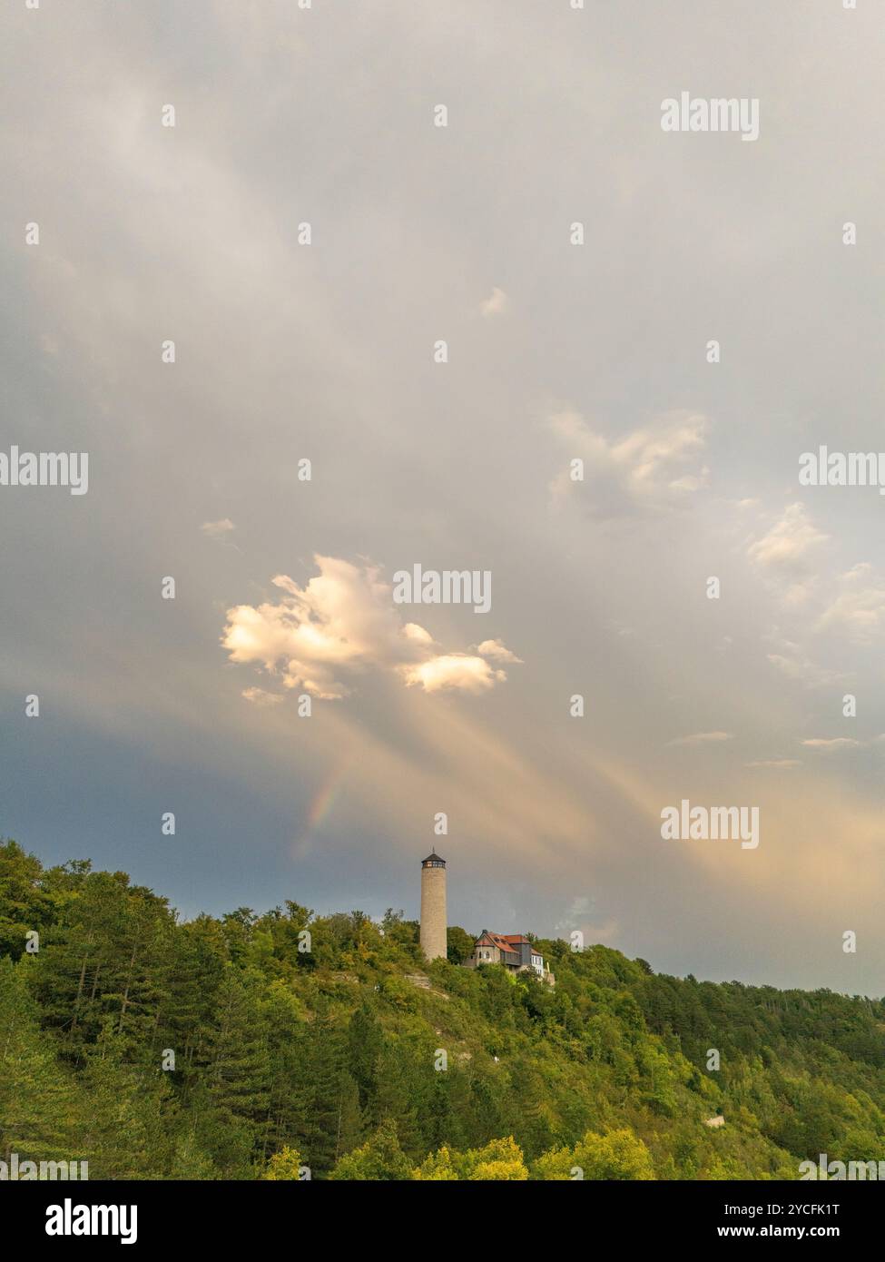 Sunset after a heavy thunderstorm over Jena, Thuringia, Germany Stock Photo