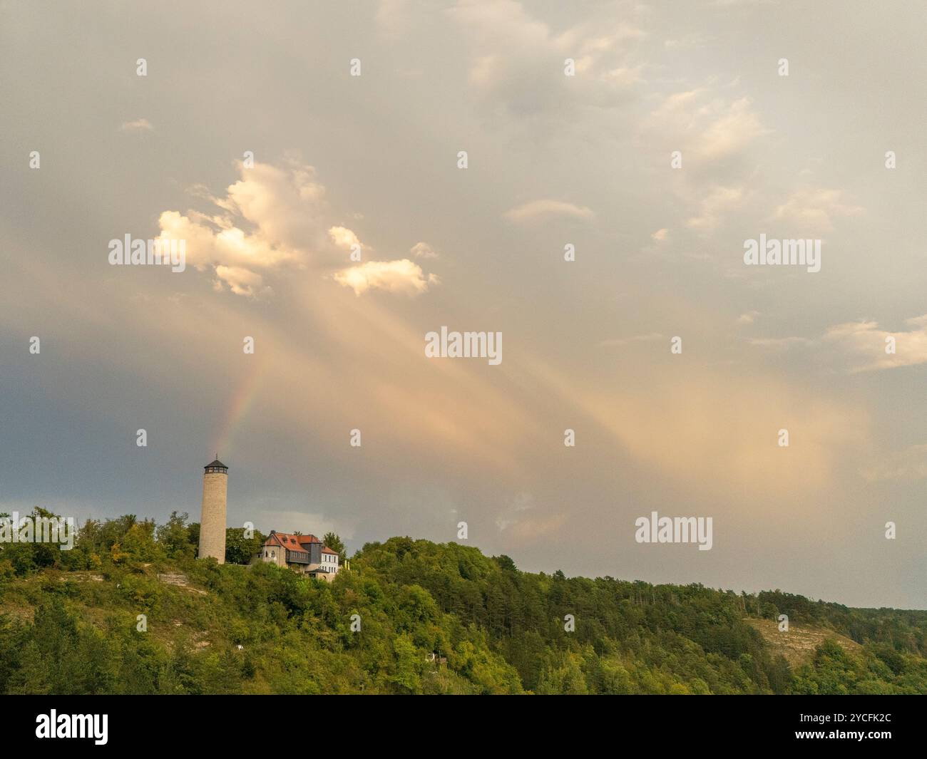 Sunset after a heavy thunderstorm over Jena, Thuringia, Germany Stock Photo