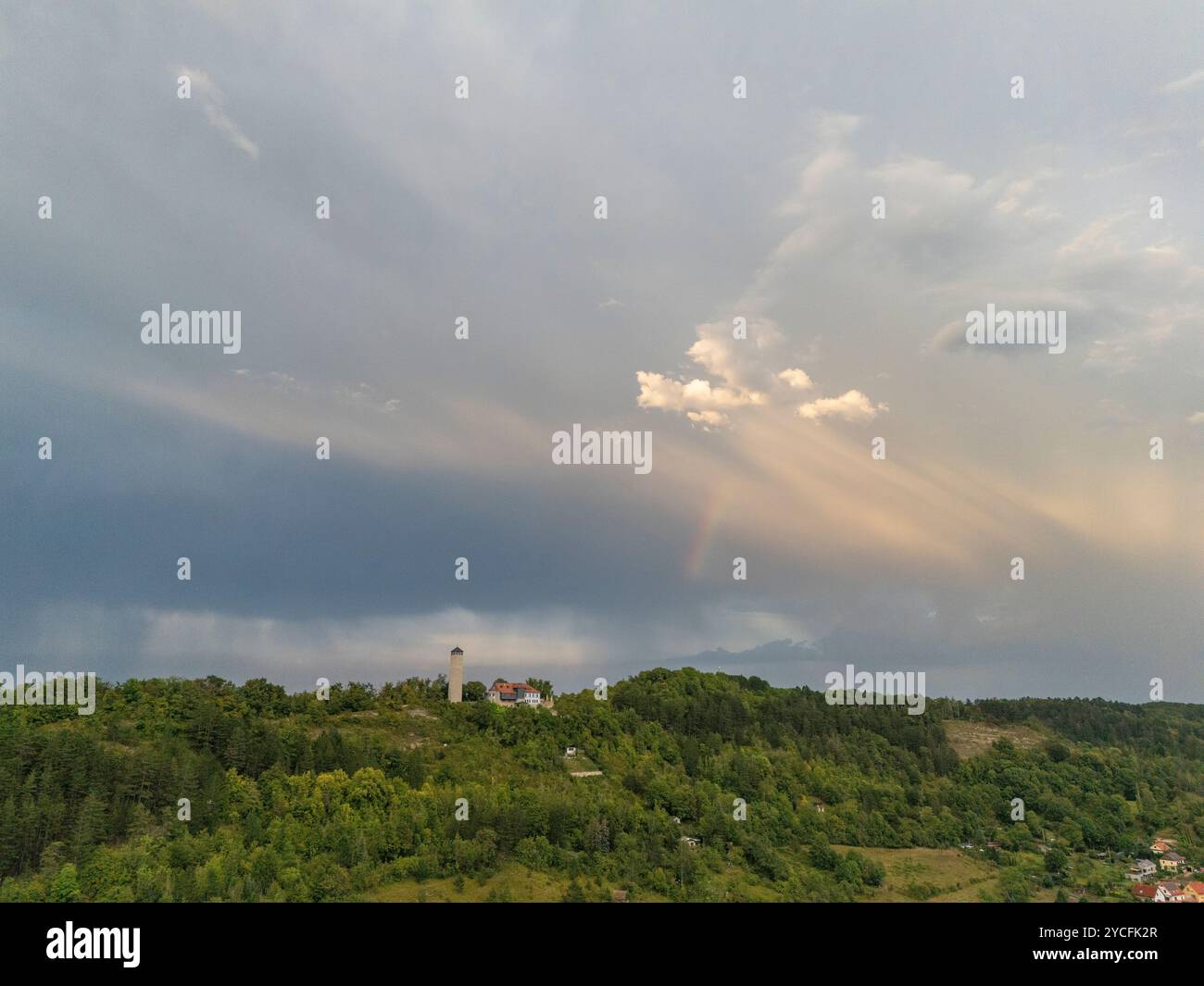 Sunset after a heavy thunderstorm over Jena, Thuringia, Germany Stock Photo