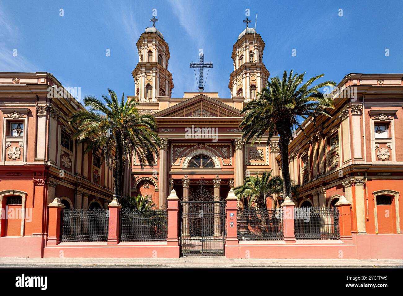 Church 'Iglesia de la Preciosa Sangre' in the Barrio Brasil. Santiago de Chile, Region Metropolitana de Santiago, Chile. Stock Photo