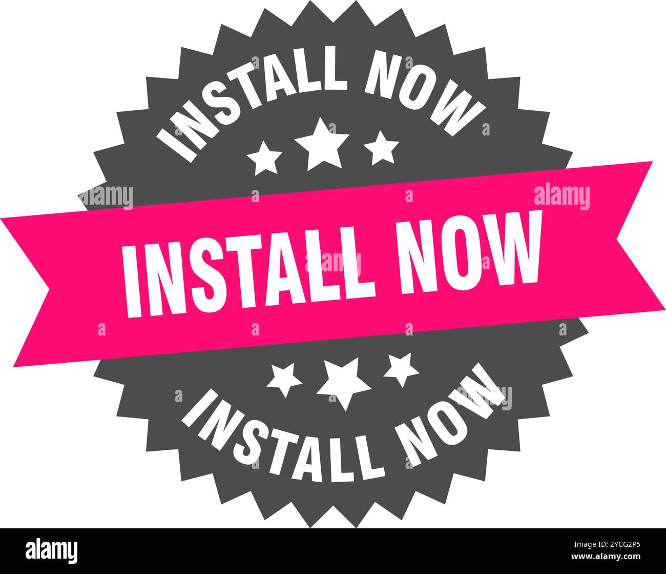 install now round pink label isolated on transparent background ...