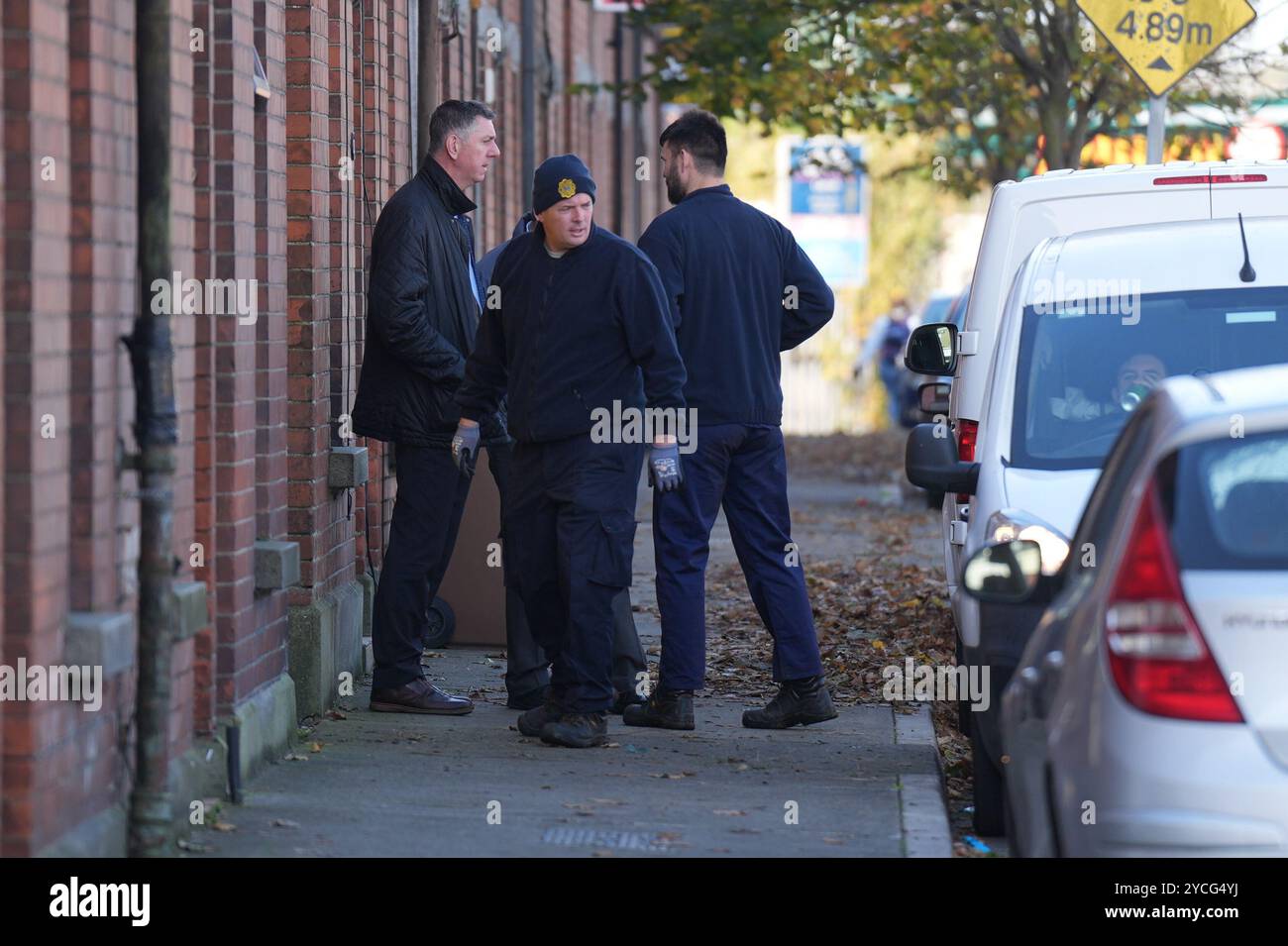Gardai officers at a property in Emer Terrace, in Dundalk, Co 
