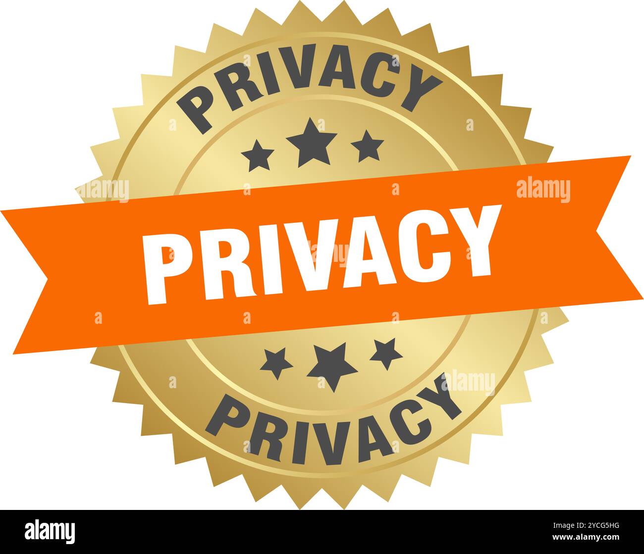 privacy round orange and gold label isolated on transparent background ...