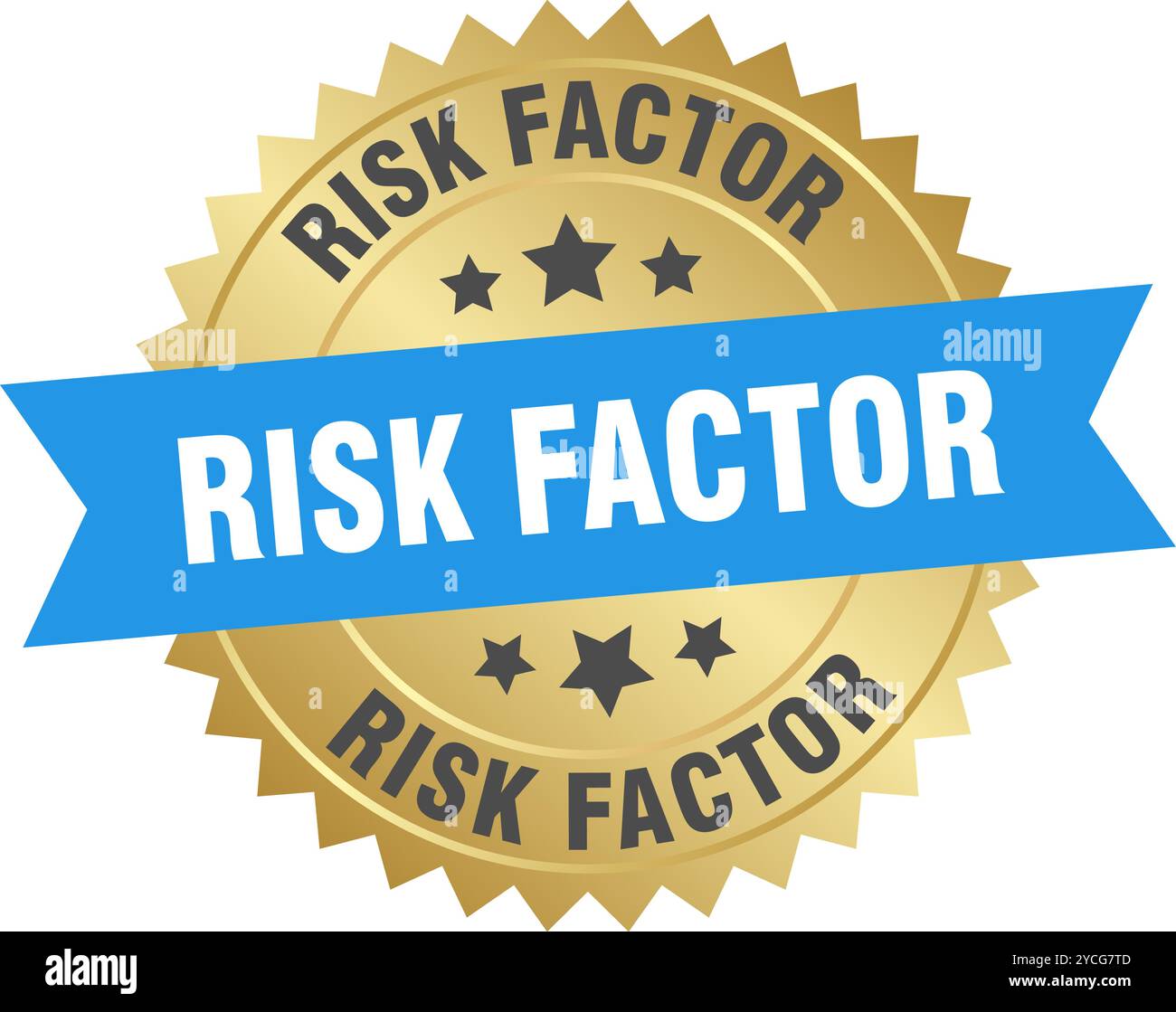 risk factor round blue and gold label isolated on transparent ...