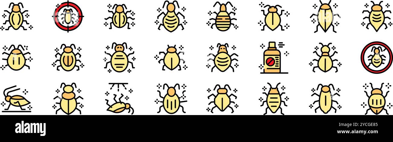 Bed bug icons showing various types of bed bugs and extermination and ...