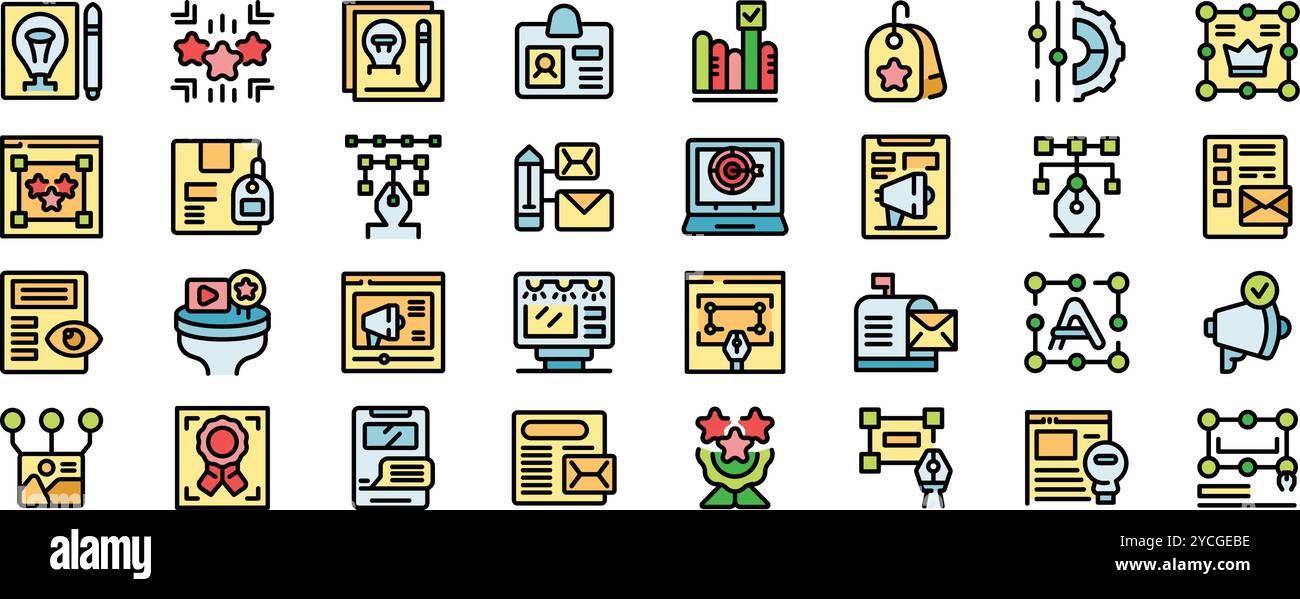 Content manager working on content creating process with different types of digital content Stock Vector