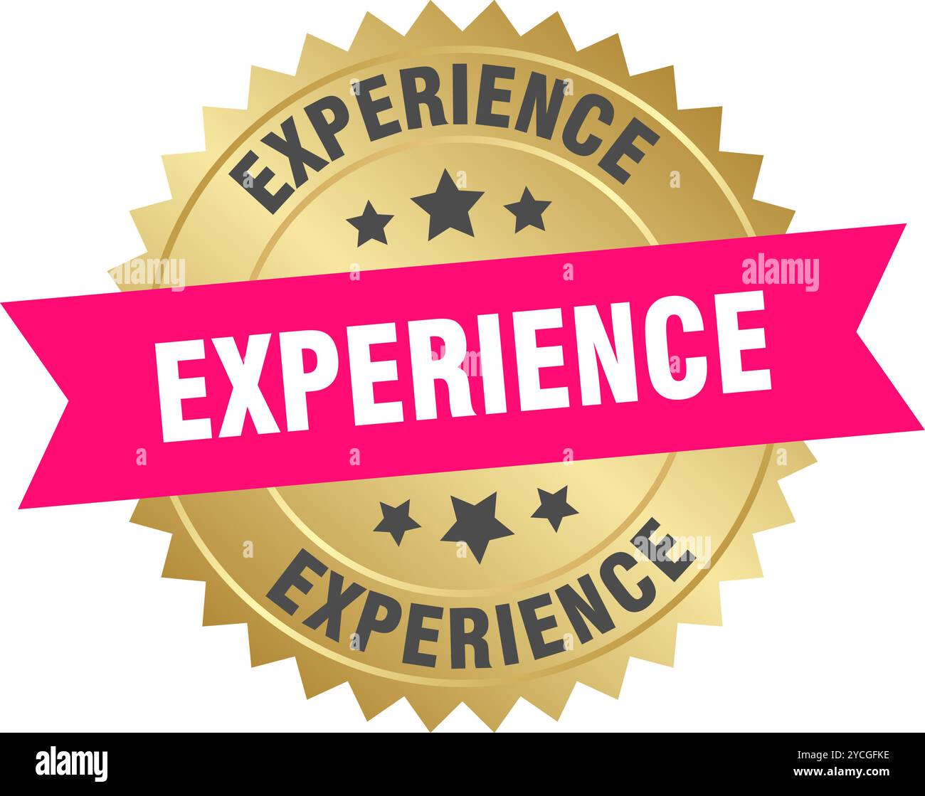 experience round pink and gold label isolated on transparent background ...