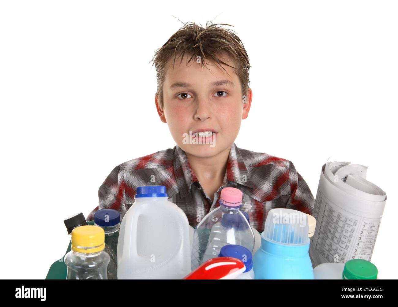 Boy with recycling Stock Photo - Alamy