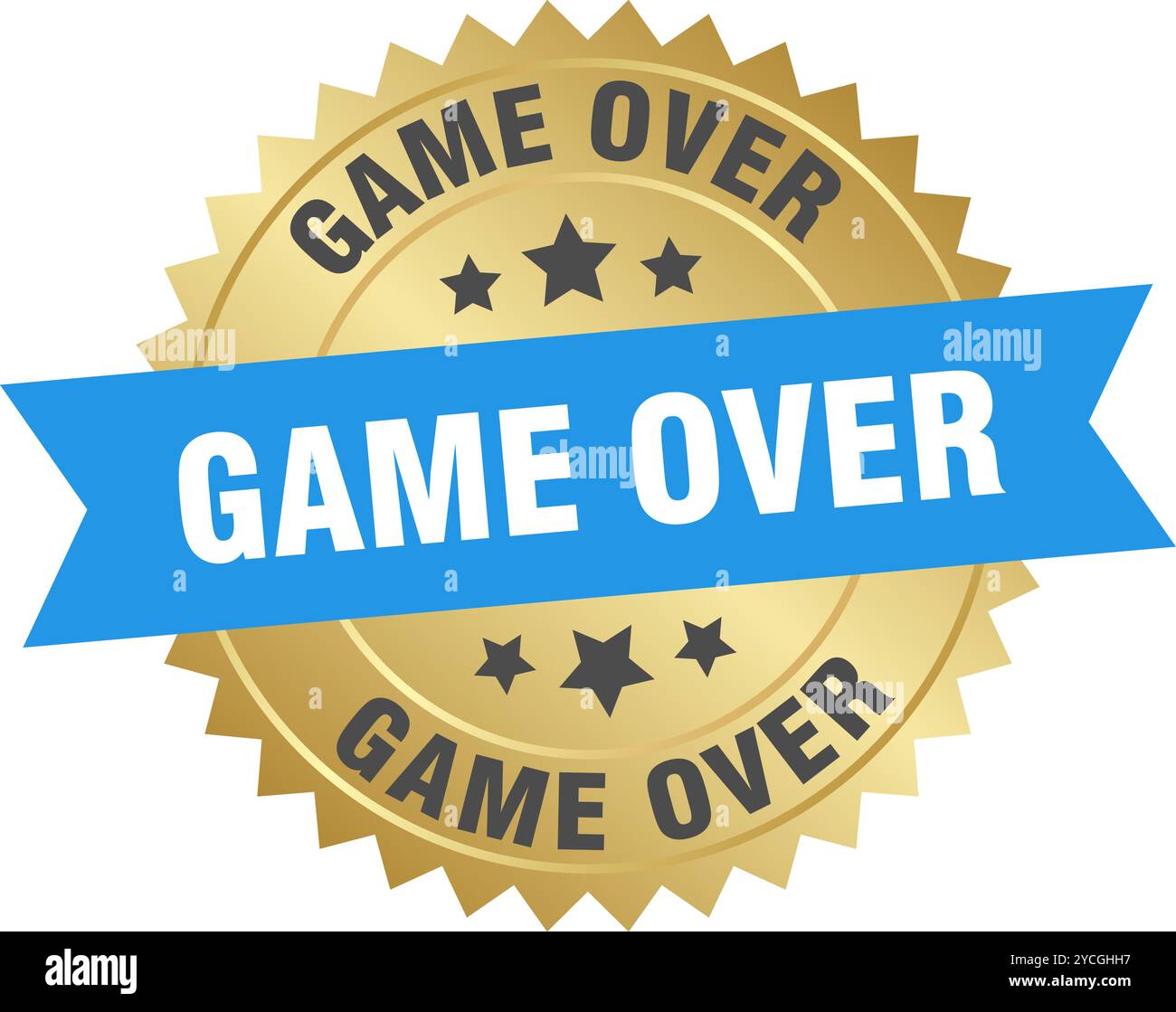 game over round blue and gold label isolated on transparent background ...