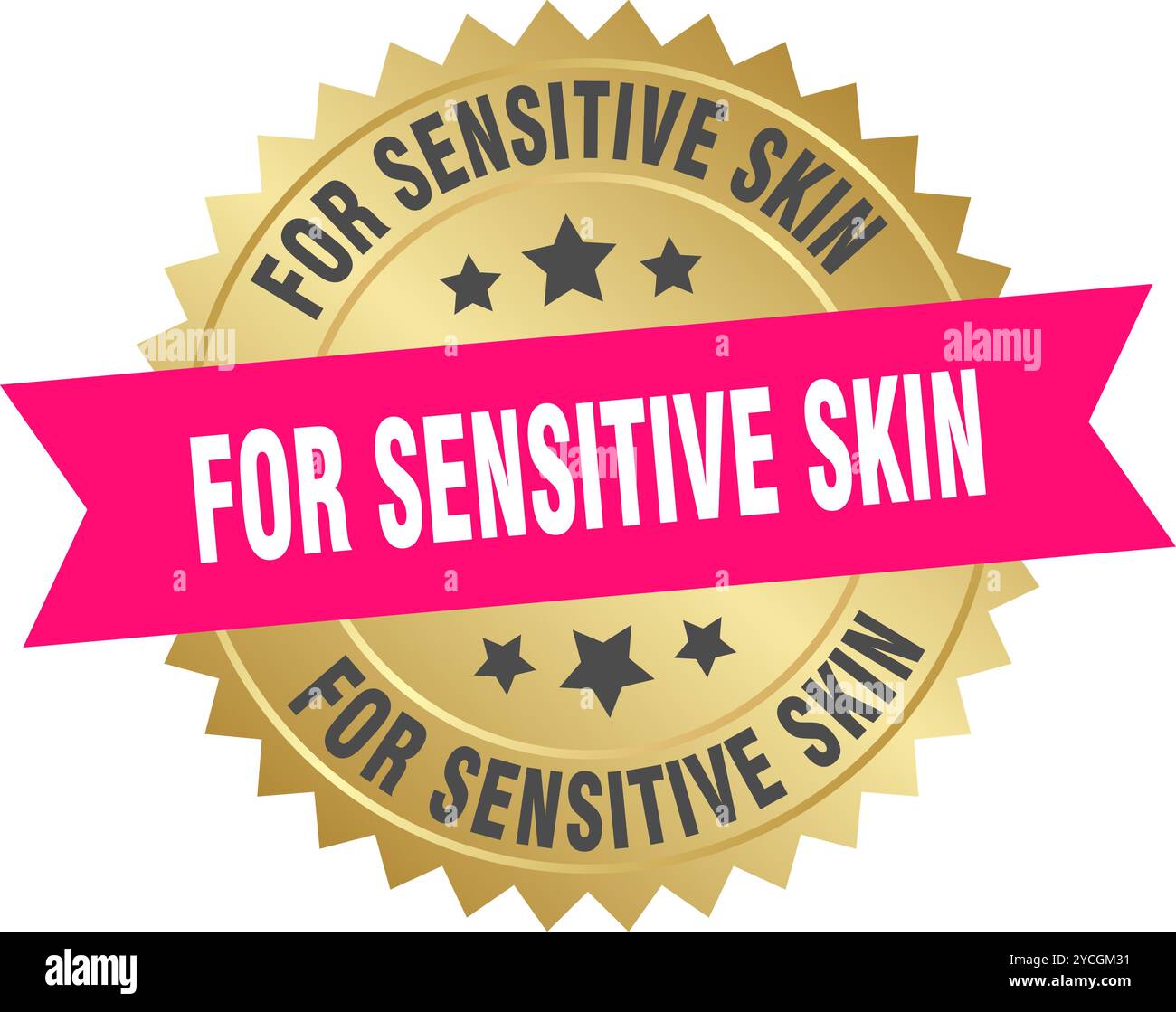for sensitive skin round pink and gold label isolated on transparent ...