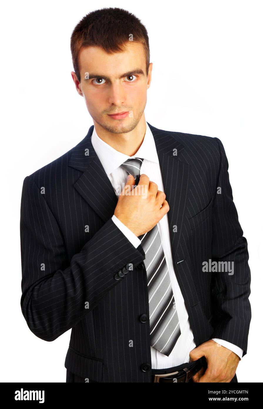 Young man in a suit on a white background Stock Photo