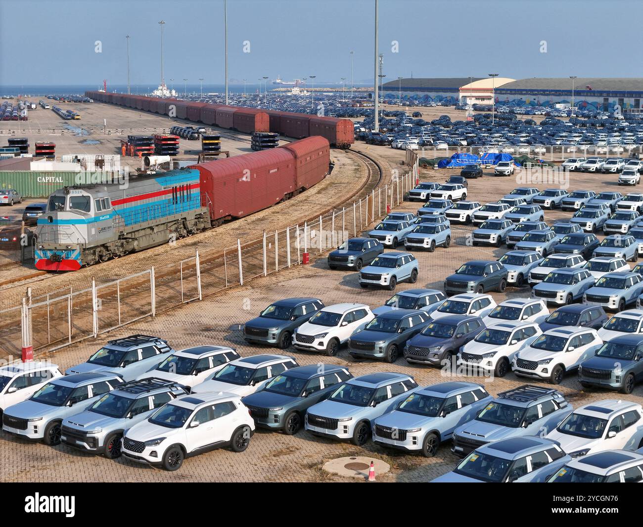 YANTAI, CHINA - OCTOBER 23, 2024 - The commodity car sea rail ...