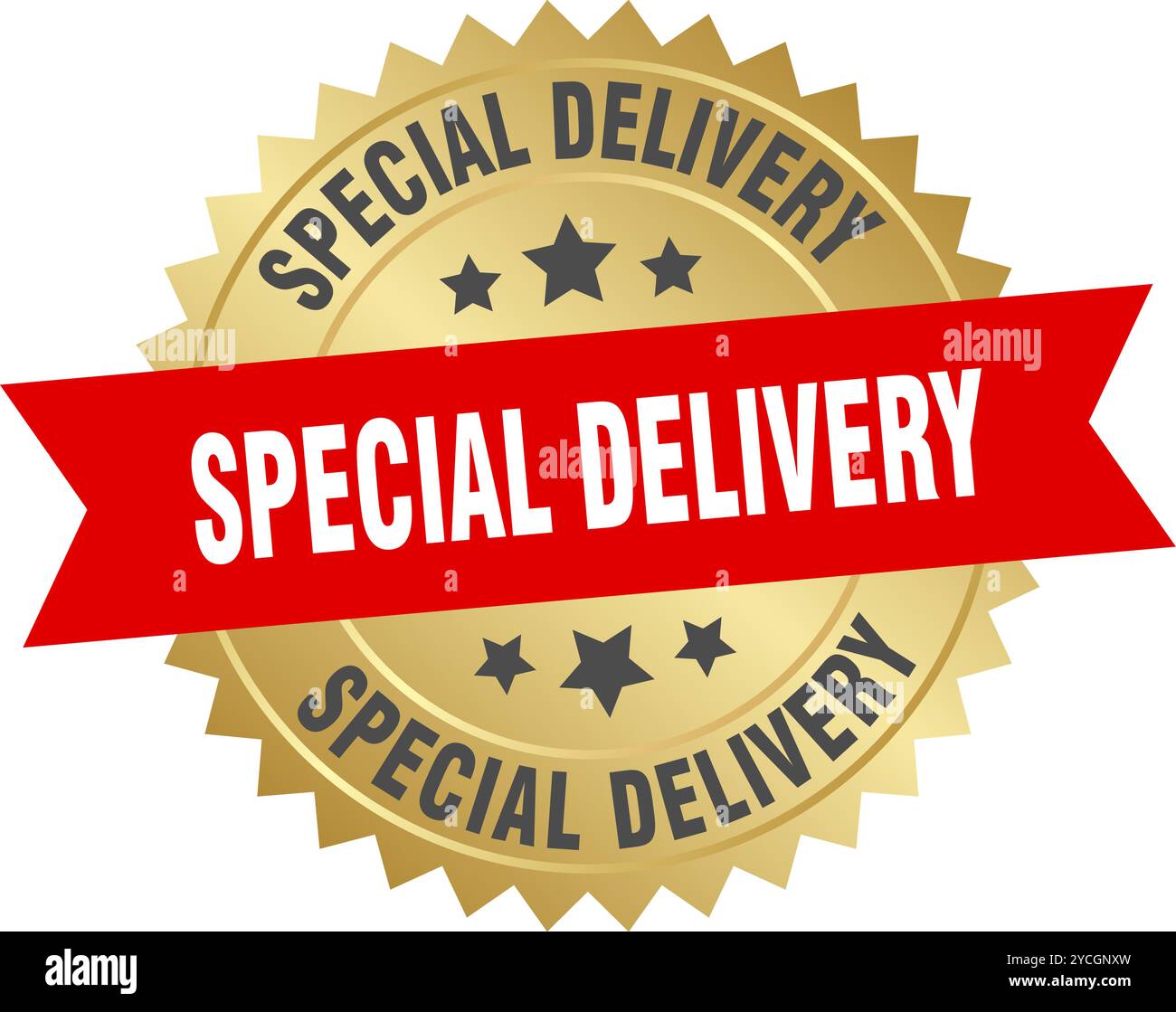 special delivery round red and gold label isolated on transparent ...