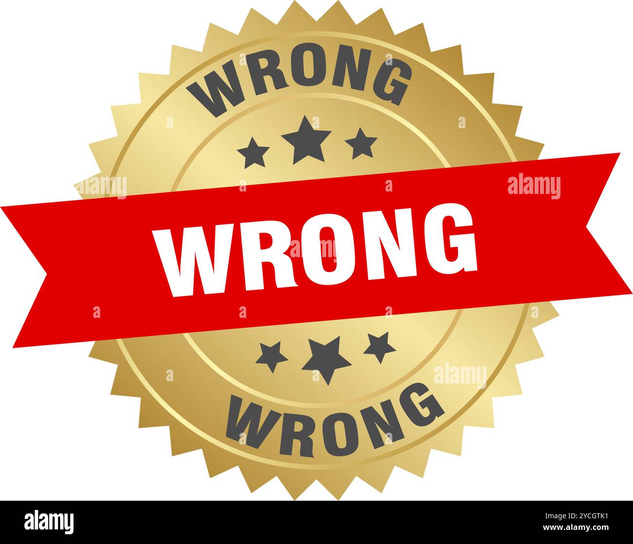 wrong round red and gold label isolated on transparent background ...