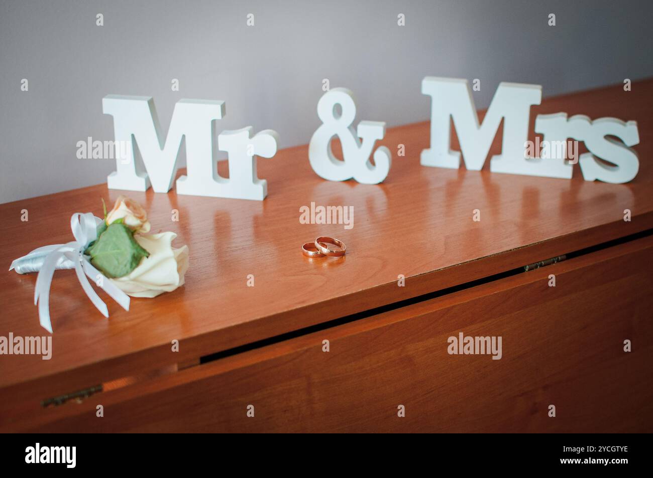 Romantic Wedding Display Featuring Mr and Mrs Letters, Wedding Rings ...
