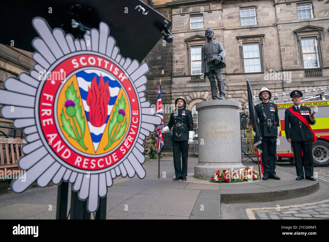 (left to right) Watch commander David Rennie, station commander ...