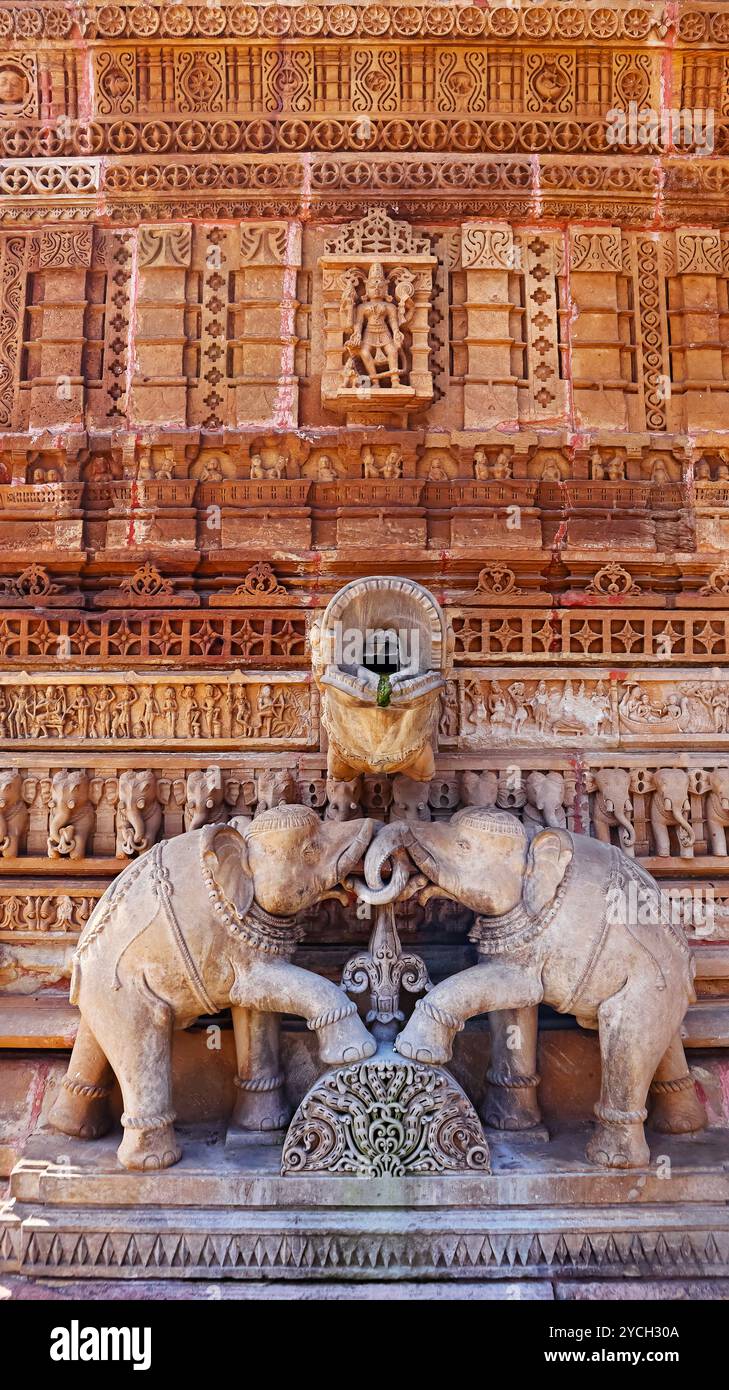 Indian Lintel Panel Of Ganesh & Elephants From Gujarat - 19thC Indian Lintel Panel Of Ganesh & Elephants From Gujarat - 19thC