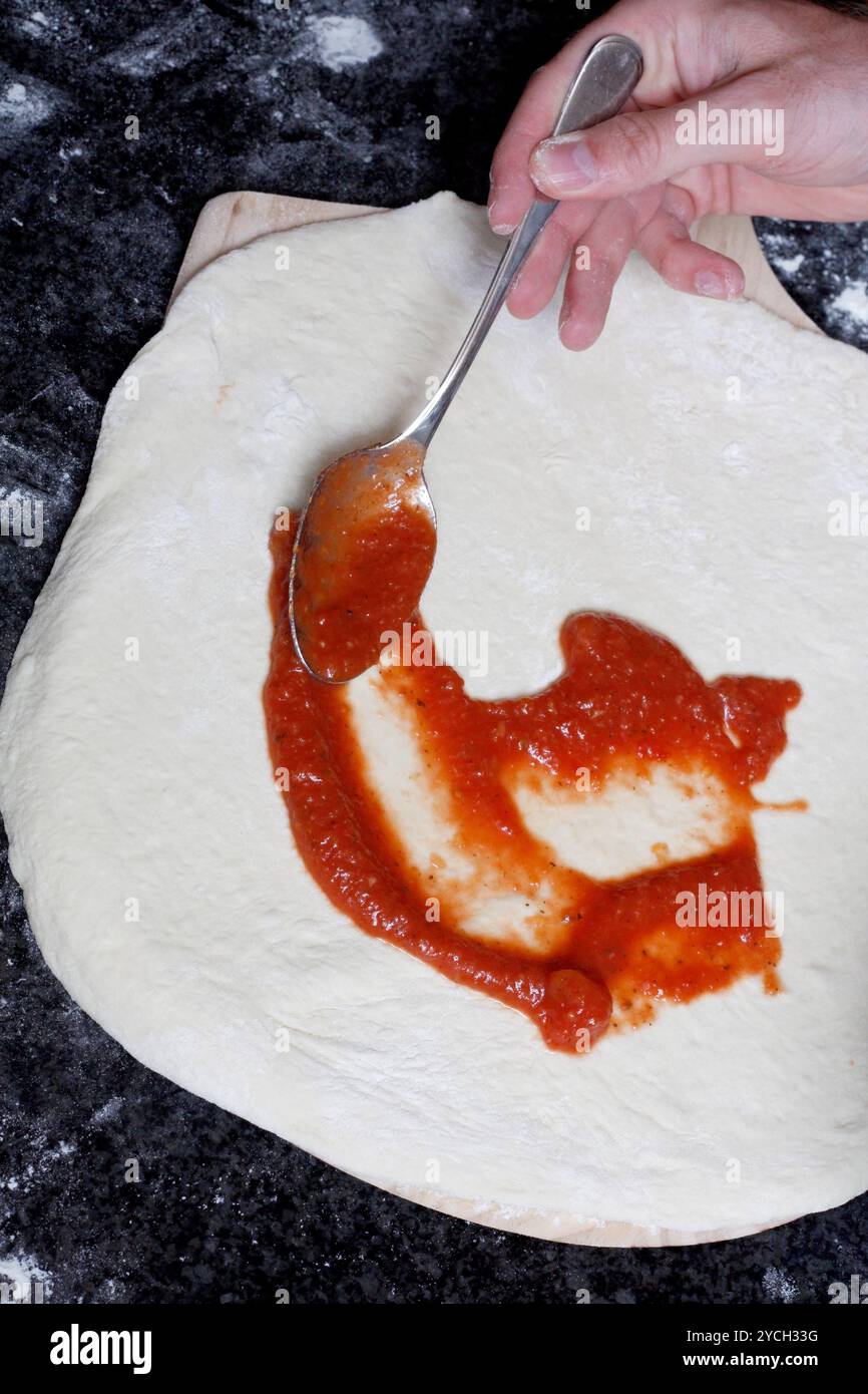 Making pizza Stock Photo