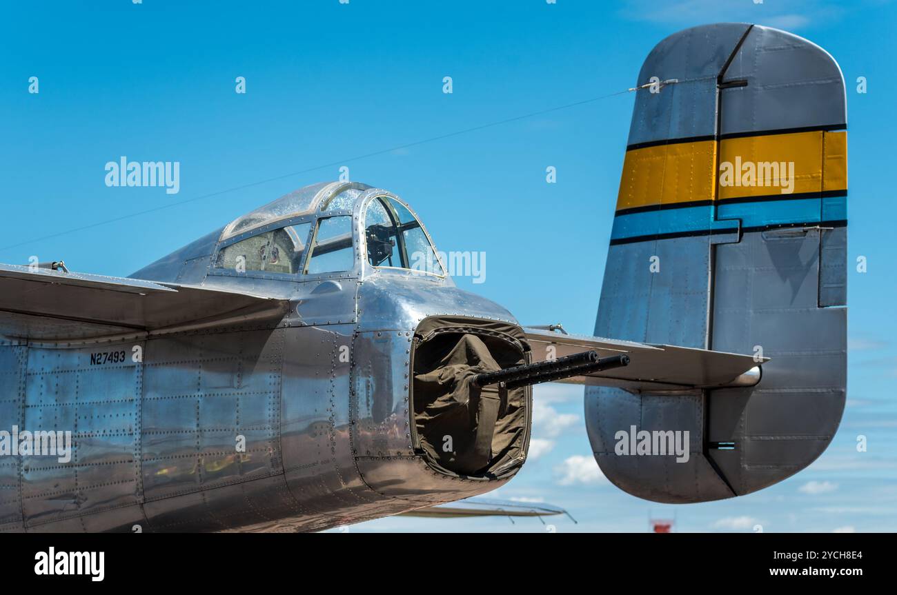 Tail Gun of World War II B-25 Mitchel Bomber Aircraft Stock Photo