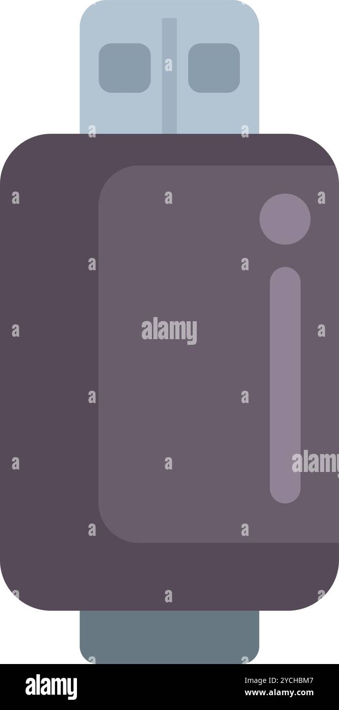 This minimal flash drive icon represents a device for storing digital data, symbolizing portable memory and file transfer Stock Vector