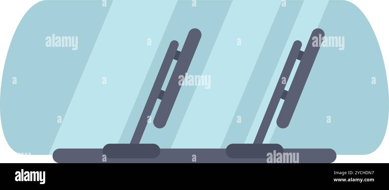 Car windshield wipers providing a clear view while driving in the rain Stock Vector