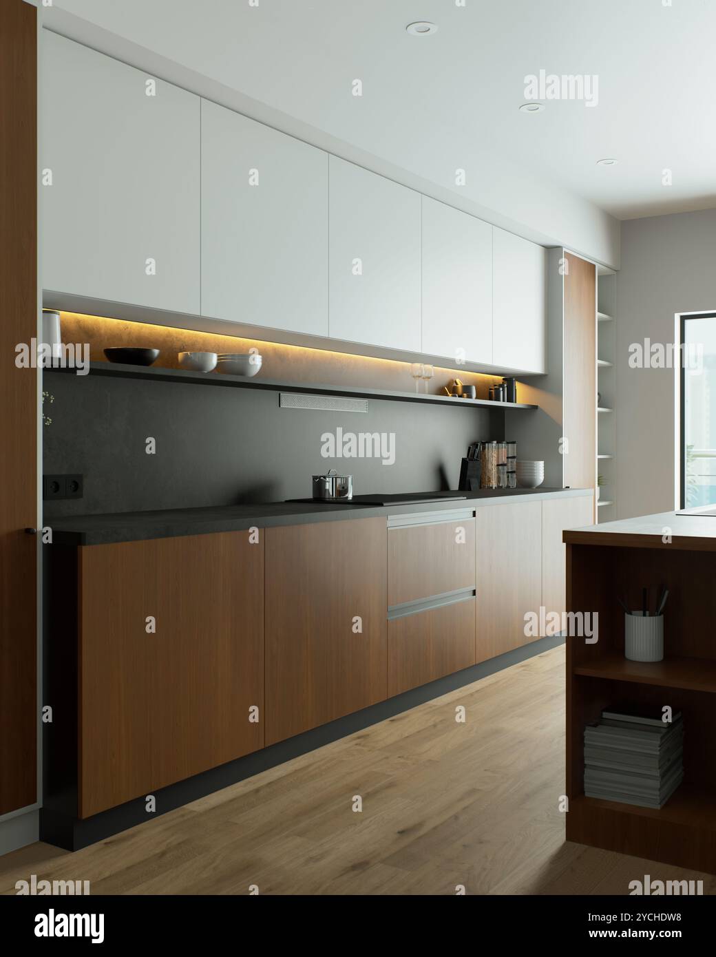 Explore modern minimalist kitchen designs with warm wood accents to ...