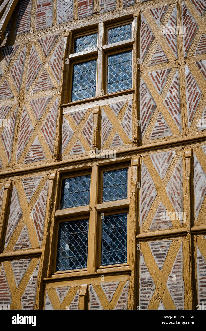 Half timbered building in Montrichard-Val-de-Cher, France. Stock Photo