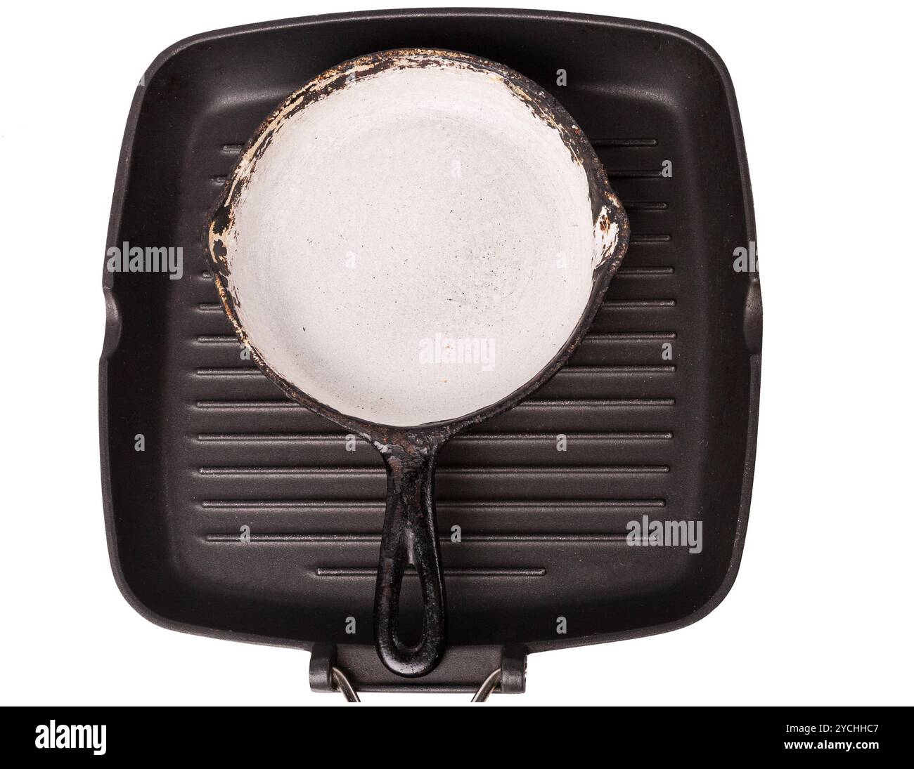 Black cast-iron pan for frying Stock Photo