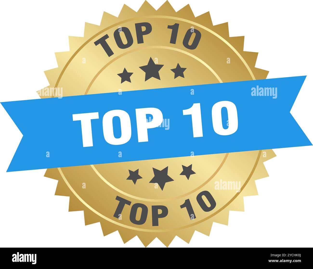 top 10 round blue and gold label isolated on transparent background ...