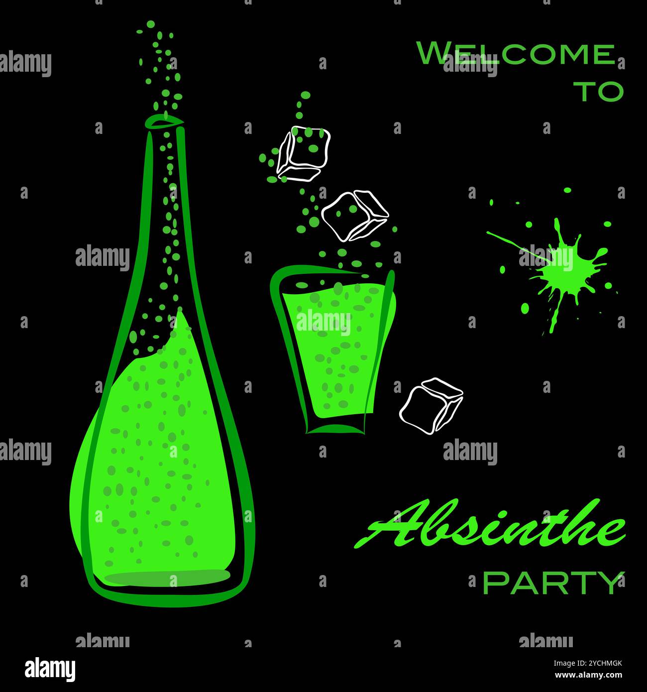 Welcome to absinthe party. Illustration Stock Photo