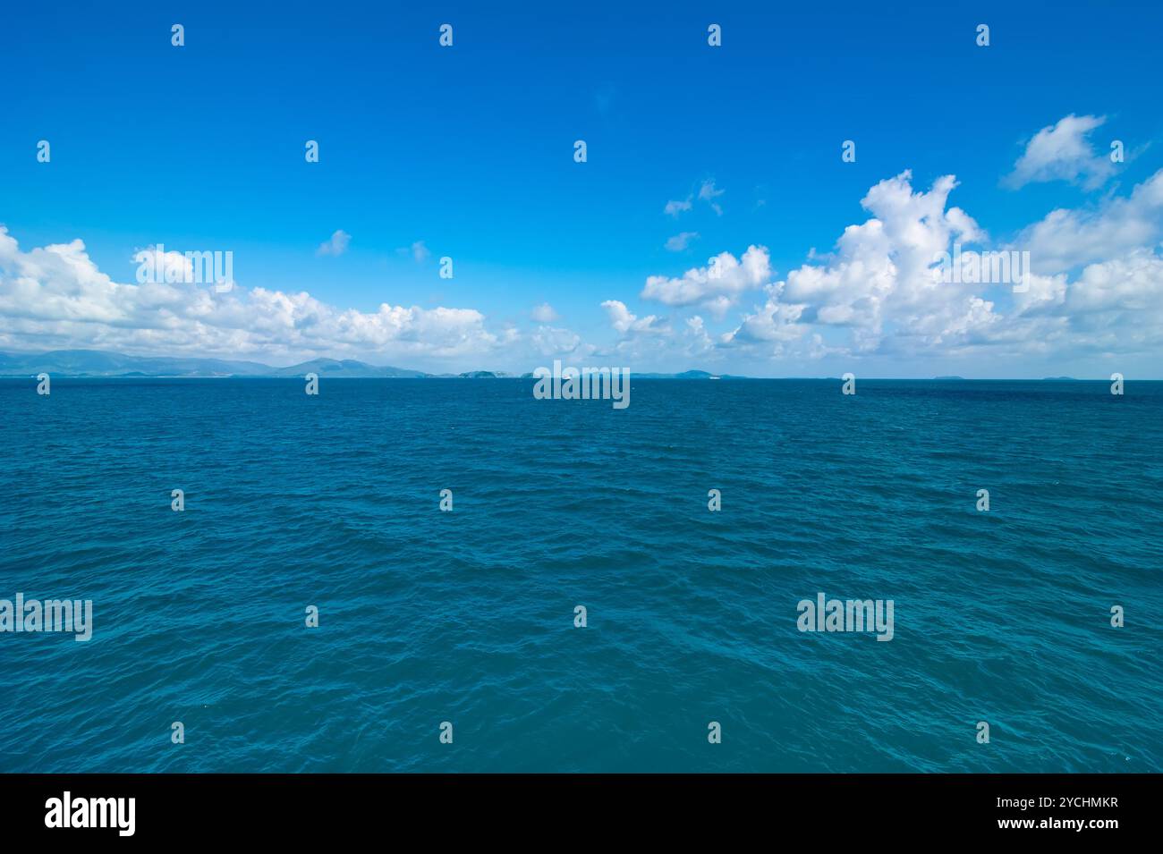 Sea landscape with blue sky and clouds Stock Photo - Alamy