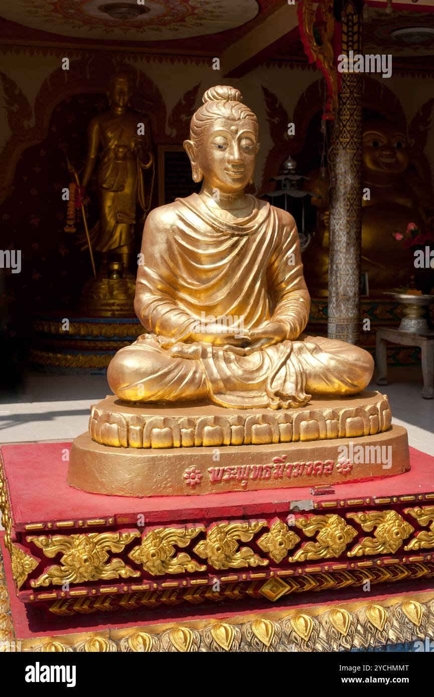 Golden statue of Buddha in meditation. Thailand Stock Photo