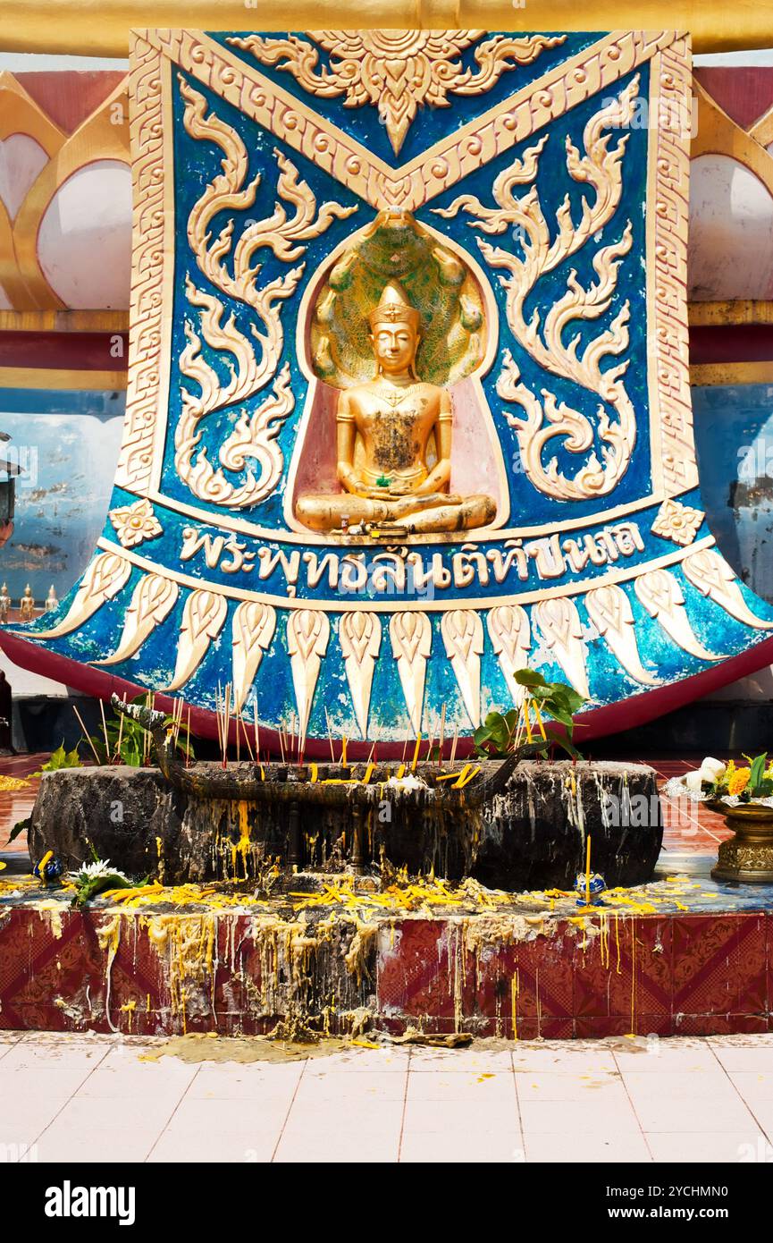 Golden statue of Buddha in meditation. Thailand Stock Photo