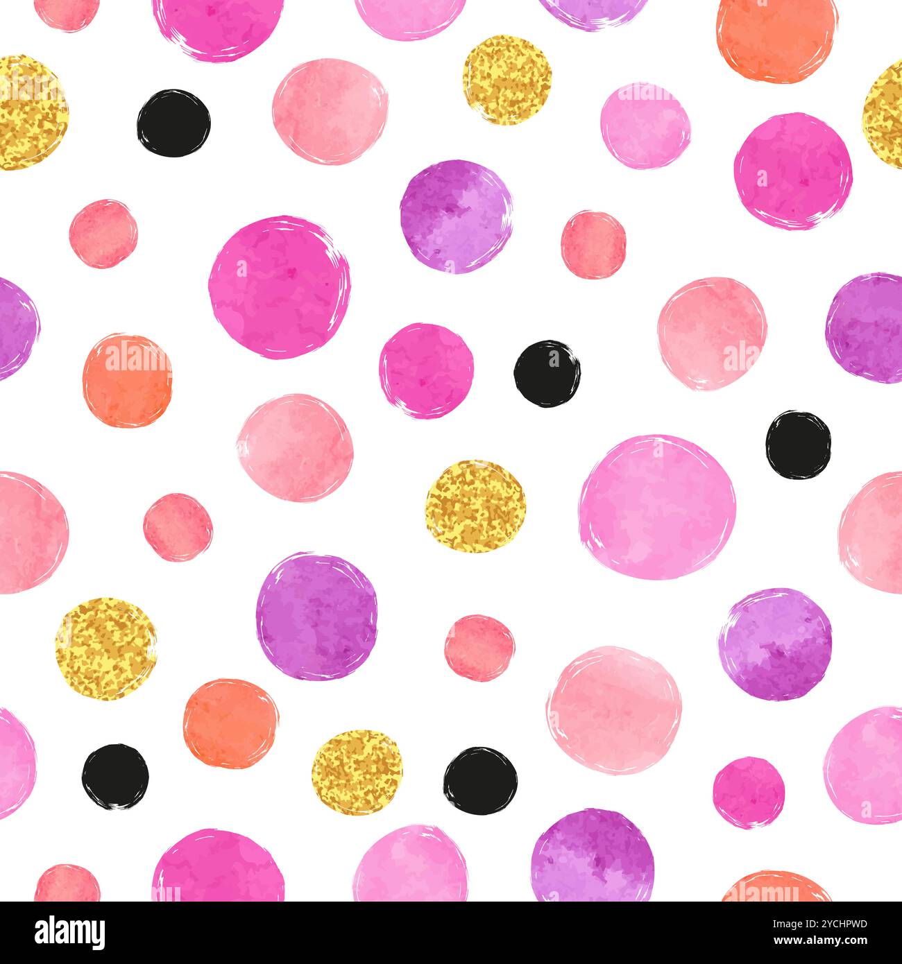 Seamless dots pattern. Vector background with watercolor circles Stock Vector