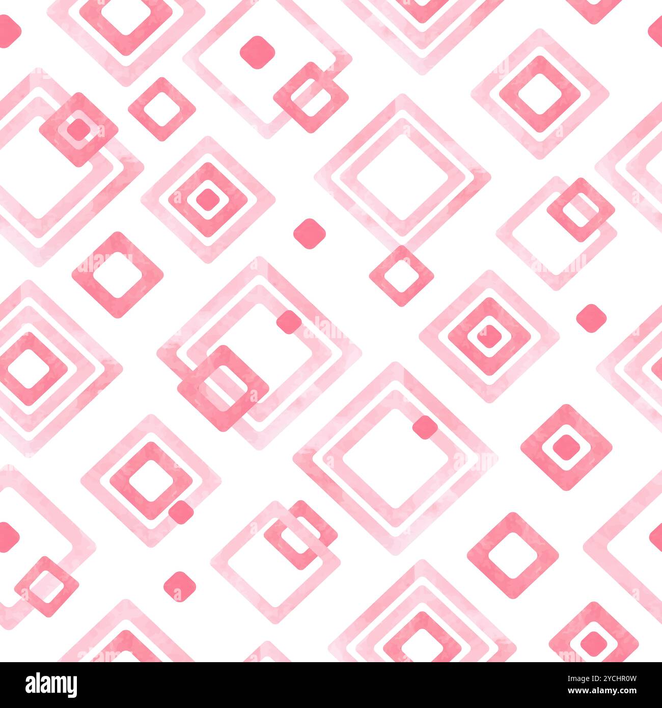 Geometric pattern with pink watercolor rhombuses. Vector seamless background Stock Vector