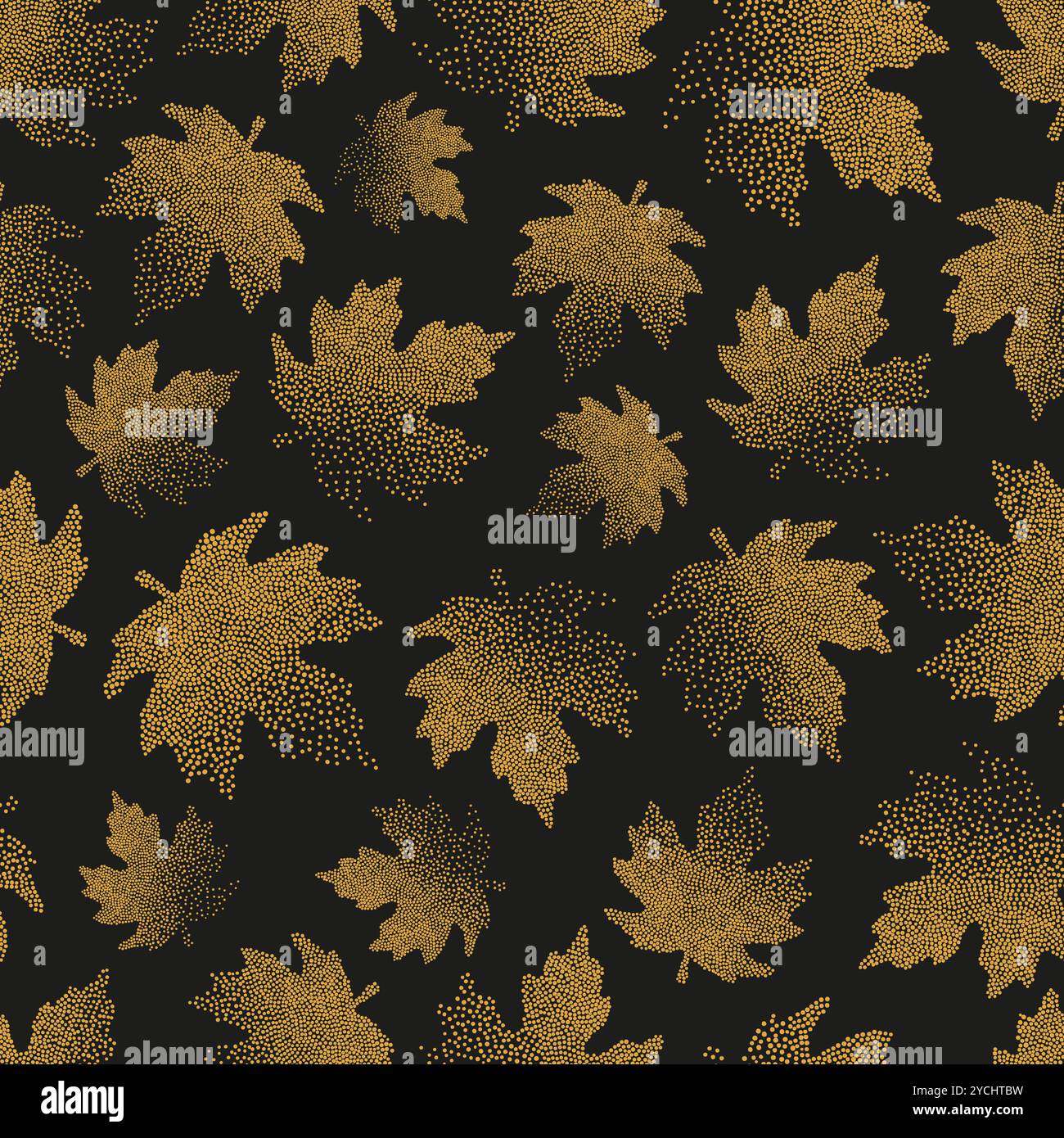 Gold maple leaves pattern. Vector seamless autumn background Stock Vector