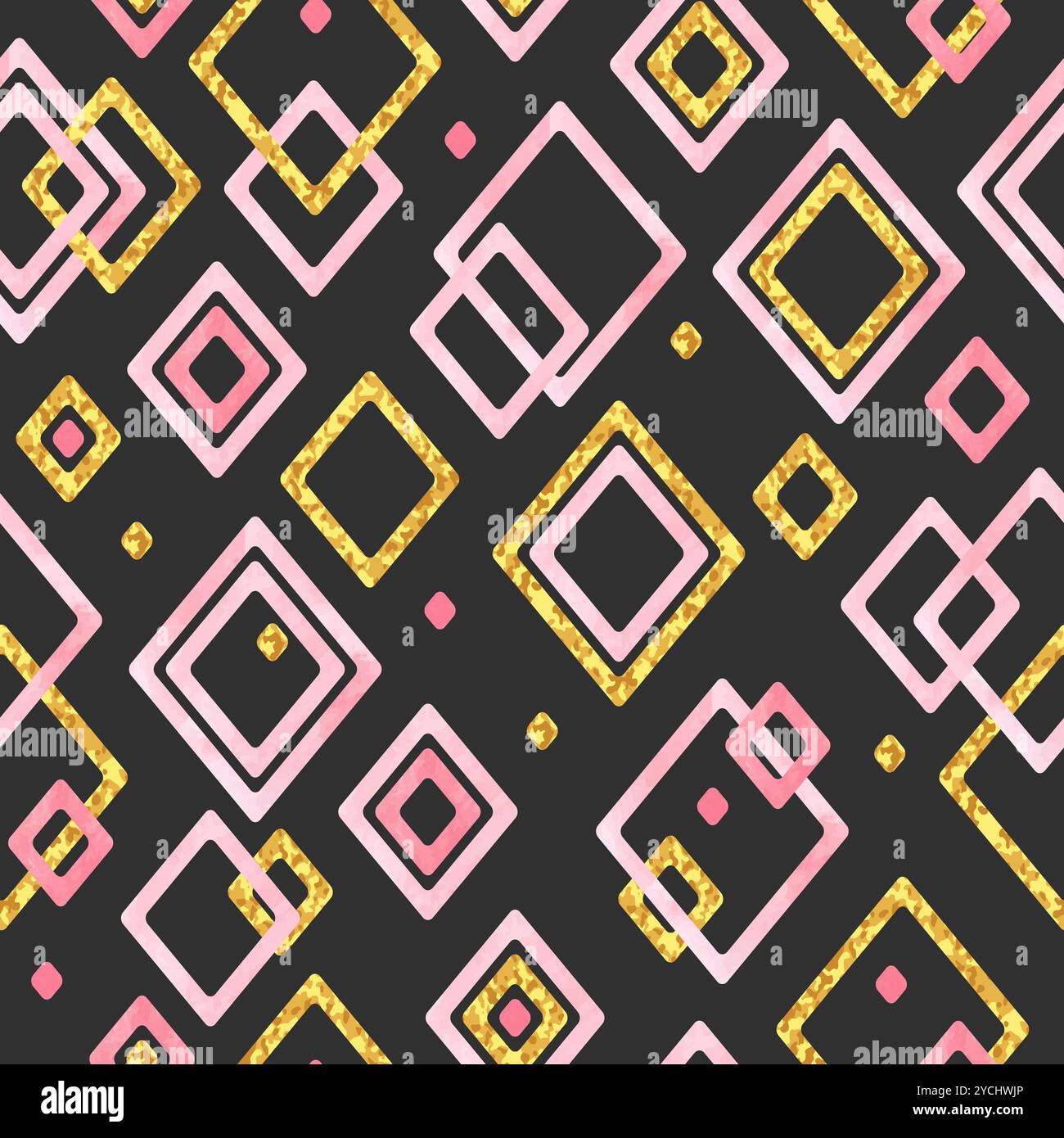 Geometric pattern with golden pink rhombuses. Vector seamless background Stock Vector