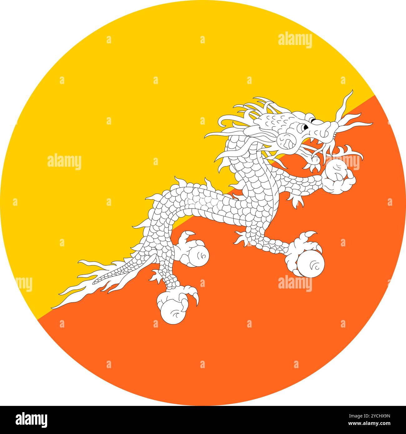 Bhutan Circle Flag, Circle Flag of Bhutan, Vector Images Stock Vector ...
